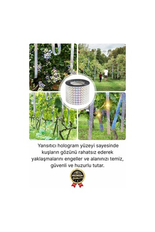 Premium Dayanıklı Yansıtıcı Kuş Kondurmaz Uzaklaştırıcı Hologramlı Kuşsavar Şerit Bant 45 Mm X 50 Mt