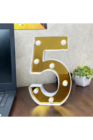 Dekoratif Led Işıklı 3D 5 Rakamı Büyük Boy Organizasyon Doğum Günü Kutlama