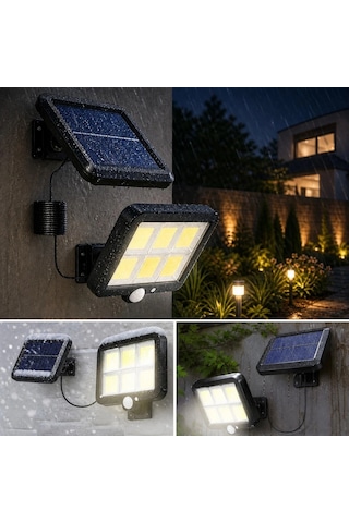 160 Led Solar Bahçe Aydınlatması, 6&amp Apos Lı Güneş Panelli Led Lamba, 5 Metre Kablolu Ve Kumandal