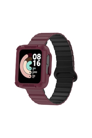 Xiaomi Redmi Watch 2 Silikon Kordon Zore Krd-105 Strap Kayış-koyu Kırmızı-siyah