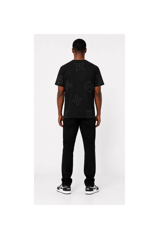 Hzr Wear %100 Pamuk Regular Fit Bisiklet Yaka Kısa Kollu Kabartma Baskılı Erkek Tişört Siyah