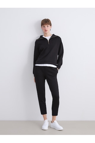 Lcw Vision Siyah Dik Yaka Kadın Sweatshirt