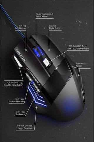 Snrelk Rgb Işıklı Gaming Mouse 8001600/2400/3200 Dpi Oyuncu Mouse 001