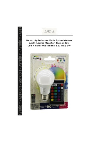 Dekor Aydınlatma Kafe Aydınlatması Akıllı Lamba Uzaktan Kumandalı Led Ampul Rgb Renkli E27 Duy 9w