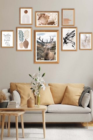 No77decor Sanatsal Bohem Yazı Ve Geyik Temalı Tablo Seti