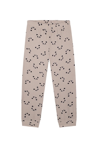 Antebies Bej Panda Desenli Bambu Kumaş Beli Lastikli Uzun Kollu Erkek Çocuk Pijama Takımı Krem
