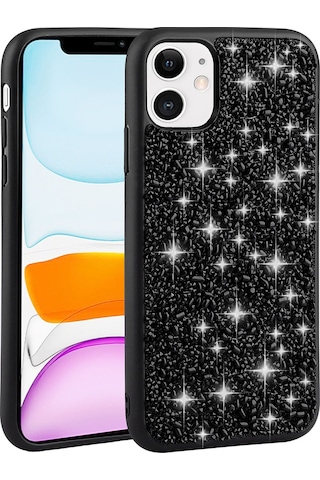 Rba Aksesuar Apple Uyumlu iPhone 11 Kılıf Parlak Taşlı Tasarım Rba Linea Kapak - Pembe Pembe