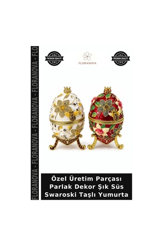 Özel Üretim Parçası Parlak Dekor Şık Süs Swaroski Taşlı Yumurta