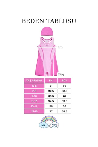 My Kids Wear Kız Çocuk Deniz Yüzücü Mayoları 5-16 Yaş 12614 Pembe
