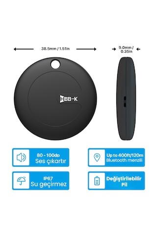 Hbb-k Hi Tag Akıllı Takip Cihazı Sadece Apple Uyumlu Uyumlu Siyah 2'li