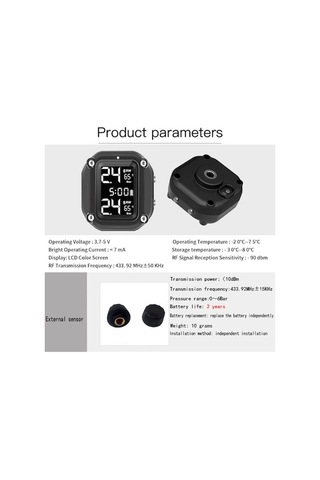 Sandwich Kablosuz Lastik Basıncı İzleme Sistemi 2 Harici Sensörlü Motosiklet İçin Usb Şarj Tpms Dijital Lcd Ekran İki Tekerlek