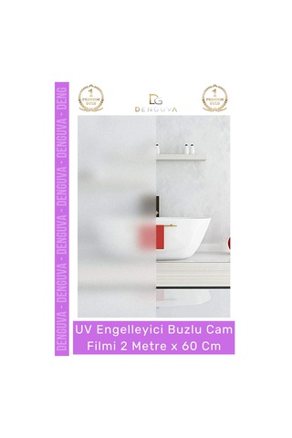 Camfilmi Uv Engelleyici Kaliteli Şık Pratik Gizlilik Sağlayan Buzlu Cam Filmi 2 Metre X 60 Cm