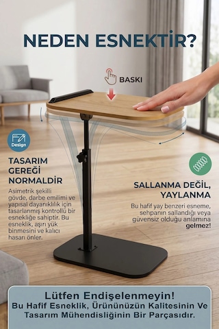 Ayarlanabilir Mdf Laptop Sehpası Ayaklı Çok Amaçlı Sehpa 30x40 Cm Meşe