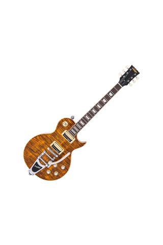 Vintage V100 Reissued Elektro Gitar - Flamed Amber W/bigsby