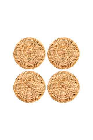 Sıcak Sıcak Altlıklar İçin 4 Adet Rattan Altlık, Dayanıklı Tencere Altlığı Kahverengi