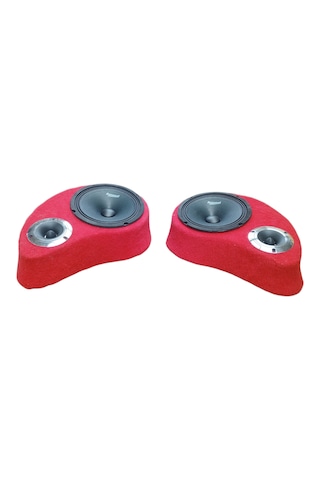 Lostgarage Polyesterli Boş Pandizot 16 Cm Hoparlör 10 Cm Tweeter Yuvalı Kırmızı Mdf 2 Adet Sağ Ve Sol