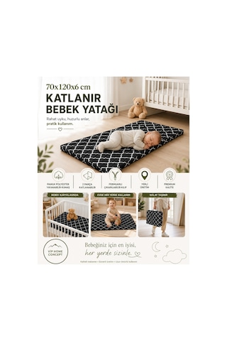 Katlanır Çocuk Yatağı Sünger Yer Yatağı Oyun Minderi Taşınabilir 70x120x6 Cm-karaçatı 70 x 120 CM
