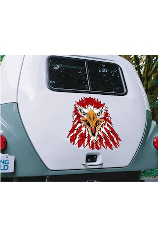 Türk Kartalı Sticker, Kartal Başı, Kırmızı Beyaz Kartal Sticker, Beşiktaş Sticker 00944 30x30 Cm