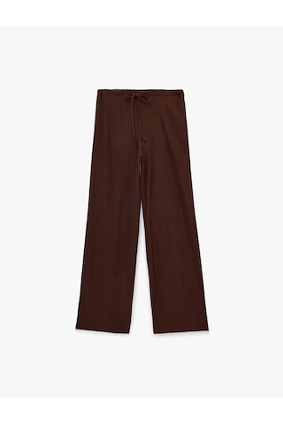 Koton Normal Bel Cepli Bağcıklı Geniş Paça Pantolon Kahverengi 6sal40130ık Kahve
