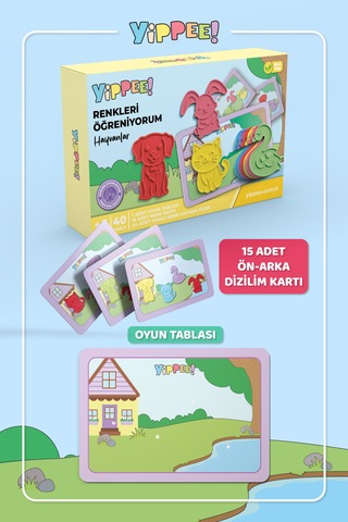 Renkleri Öğreniyorum Evcil Hayvanlar Renk Eşleştirme Oyunu 40 Parça