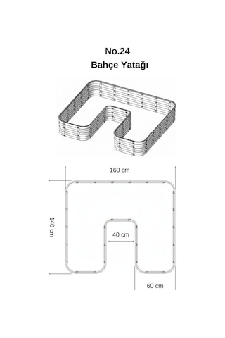 Modüler Yükseltilmiş Bahçe Sebze Yatağı No:24 165x140 Gri