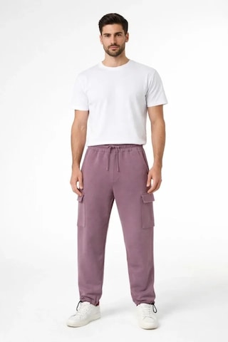 Efnaz Style Erkek Baggy Üç İplik Kargo Cepli Eşofman Ayarlanabilir Paça Beli İpli Pantolon - Gül Kurusu Gülkurusu