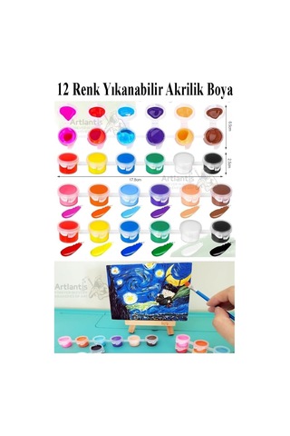 Akrilik Boya 3 Ml 12 Renk 4 Paket Mini Küçük Akrilik Boya Taş Ahşap Seramik Tuval Alçı Tuval Etkinlik Boyama Sanatsal