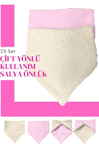 Bebek Ağız Bezi Salya Önlüğü Fular Çok Amaç 2'li P-bej Pembe - Krem