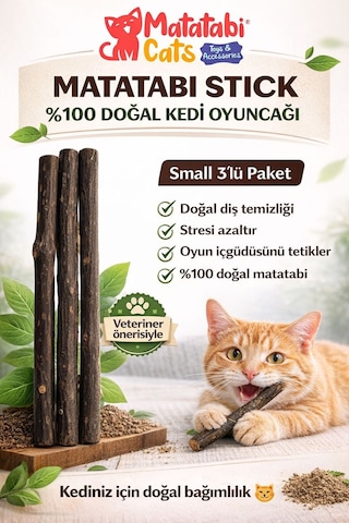 Matatabi Stick Small 3'lü Doğal Çiğneme Çubuğu, Kedi Oyuncağı 12 Cm