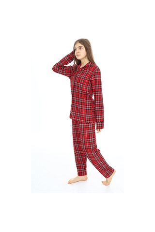 Kız Çocuk Ekose Pijama Takımı 12164 Bordo