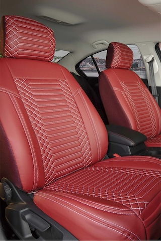 Kia Stonic Lüx Full Deri Oto Koltuk Kılıfı Ön Arka Takım Exclusive Kırmızı