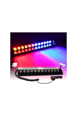 12 Ledli Mavi Kırmızı Çakar 17 Fonksiyonlu Vantuzlu Araç Içi