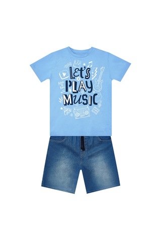 Denokids Mushi Let's Play Erkek Çocuk T-shirt Denim Şort Takım Çok Renkli