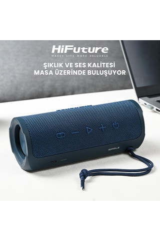 HiFuture Ripple BT5.3 IPX7 30W TWS Su Geçirmez Stereo Hoparlör Mavi