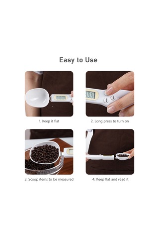 Geeksen Beyaz Dijital Kaşık Terazi, Lcd Ekranlı, 500g/0.1g Hassasiyet, Ağırlık Kilitleme, Birim Dönüştürme, Kafe/mama/pastane İçin, Dahili Pil Beyaz