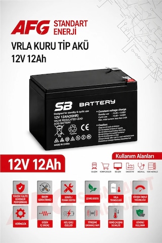 Sb Battery 12v 12ah Bakımsız Kuru Akü