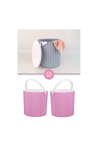 Flora 2'Li Un Ve Bakliyat Kabı Trendy Çok Amaçlı Yuvarlak Saklam Pembe