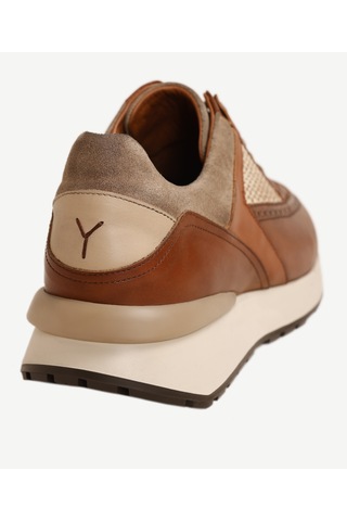 Yargıcı Hasır Detaylı Deri Sneakers 24yeay4488x 057 Kahverengi