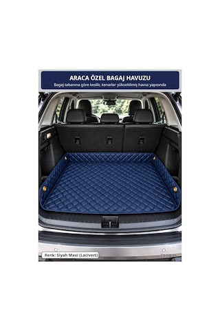 Renault Kangoo 2013-2023 Uyumlu 8d Çift Katmanlı Paspas + Bagaj Havuzu Seti Siyah Mavi