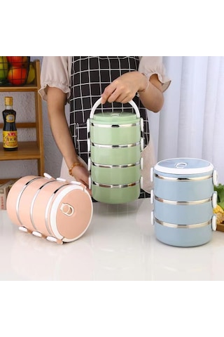 3 Parçalı Öğle Yemeği Kutusu Gıda Termosu Kutusu Saklama Kabı Ter