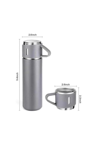 Termos Seti Paslanmaz Çelik 3 Bardaklı Vakumlu Termos Set 500 Ml 12 Saate Kadar Isı Koruma Renkli
