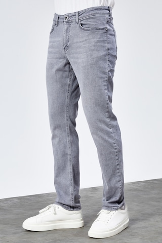 HLT Jeans Erkek Gri Regular Fit Boru Paça Likralı Rahat Kesim Jean Kot Pantolon Hlthe001983