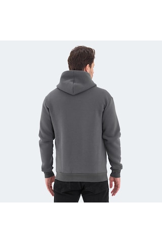 Slazenger VONDA Erkek Fermuarlı Kapüşonlu Cepli Koyu Gri Sweatshirt