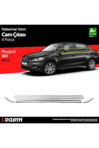 S-Dizayn Peugeot 301 Krom Cam Çıtası 6 Prç. 2012 Üzeri