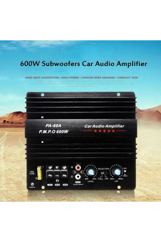 Symbee 12v 600w Siyah Araç Güçlendirici Kartı - 4ω 75-90db Duyarlılıklı Oto Ses Sistemi Pa-60a
