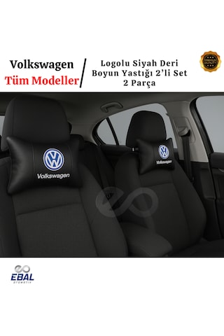 Volkswagen Oto Koltuk Boyun Yastığı 2 Parça Tüm Modeller İçin Uygundur Siyah