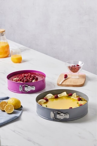 Karaca Süper 2'li Kek Kalıbı Seti Gri Fuşya 28/24 cm