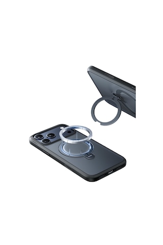 Torras Apple iPhone Uyumlu 17 Pro O Stand Spin Serisi Magsafe Kılıf Siyah