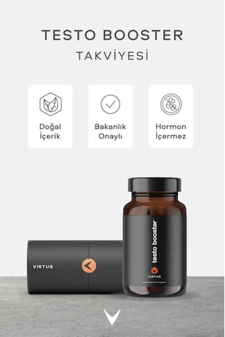 Virtus Testo Booster Tribulus Terrestris, Kore Ginsengi, Çemen, Bor, Vitamin D, Içeren Takviye Edici Gıda