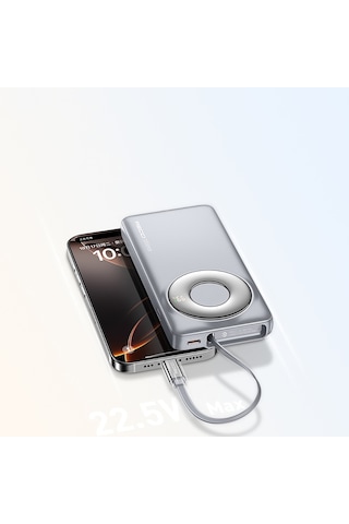 Recci Rpb-p58 Pd Hızlı Şarj Özellikli Type-c Kablolu Powerbank 22.5w 10.000mah Gri